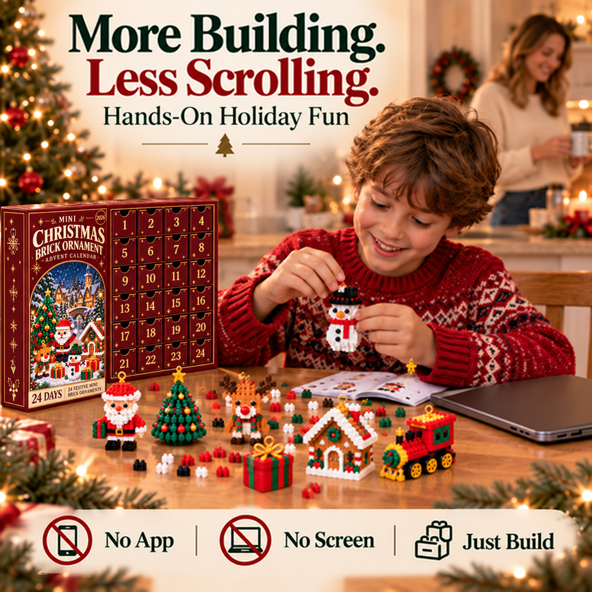 🎄⏳24-Day Christmas Building Block Advent Calendar For Kids & Families👨‍👩‍👧‍👦