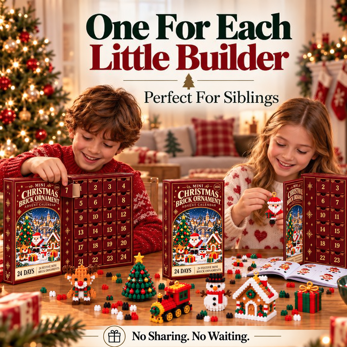 🎄⏳24-Day Christmas Building Block Advent Calendar For Kids & Families👨‍👩‍👧‍👦