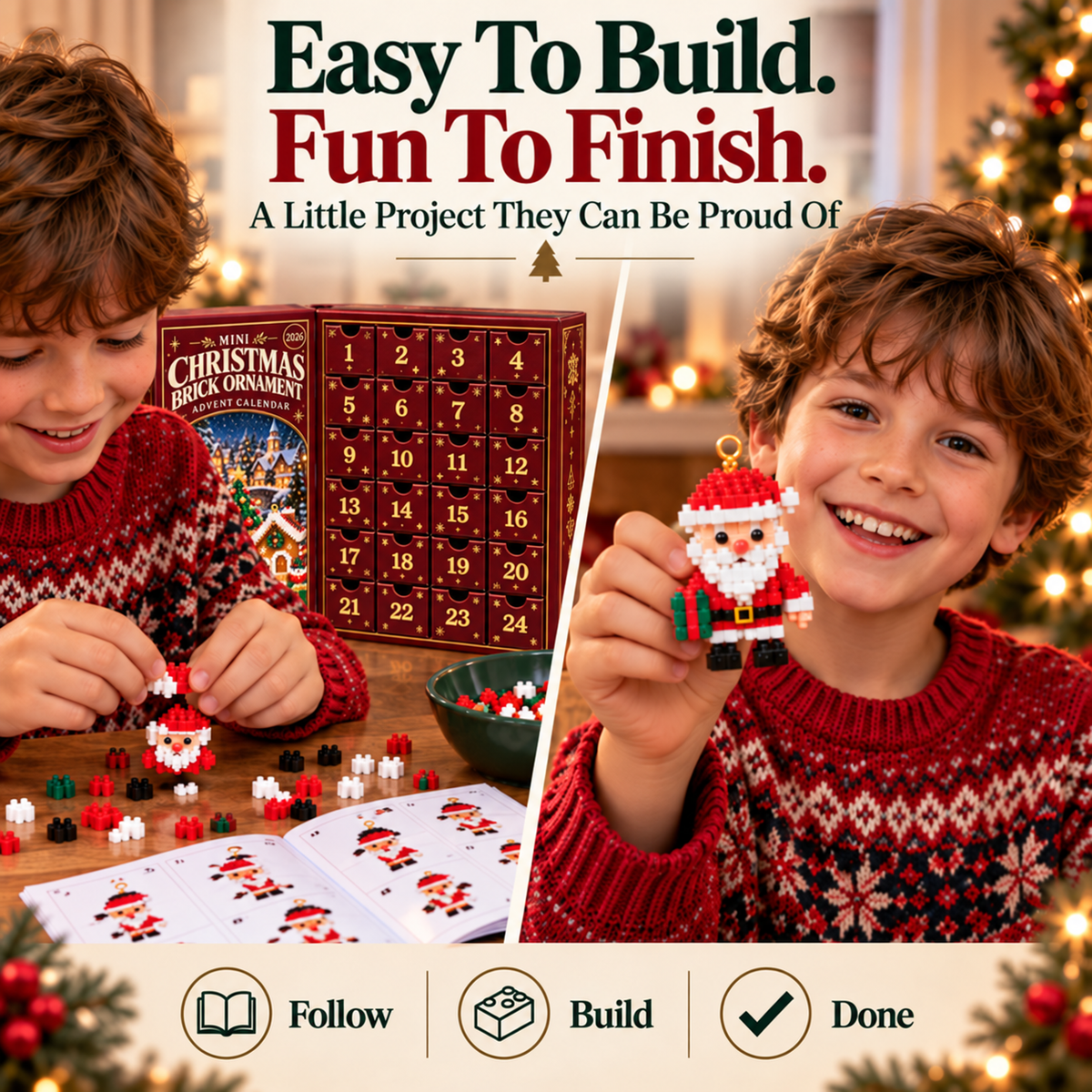🎄⏳24-Day Christmas Building Block Advent Calendar For Kids & Families👨‍👩‍👧‍👦