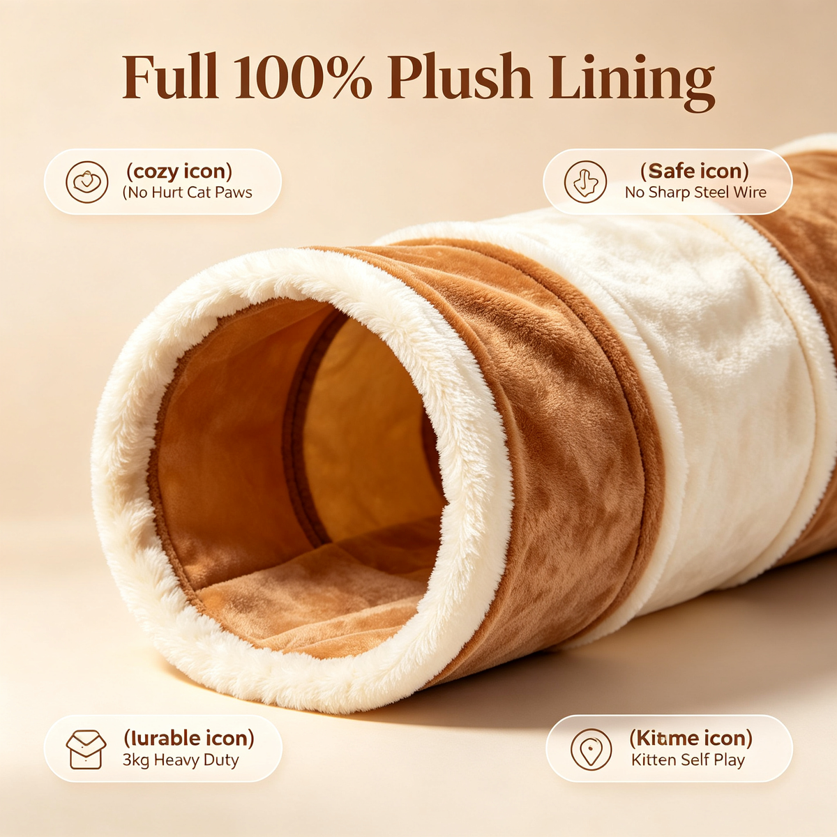 🧶🌙 Plush Cat Tunnel Toy — Create A Cozy Hideaway Where Your Cat Can Explore, Play, Hide And Follow Their Natural Hunting Instincts
